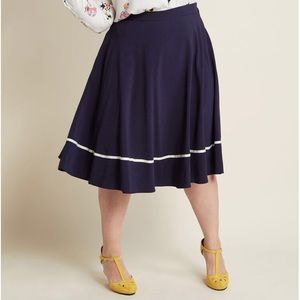ModCloth Navy “Streak of Success” Midi Skirt